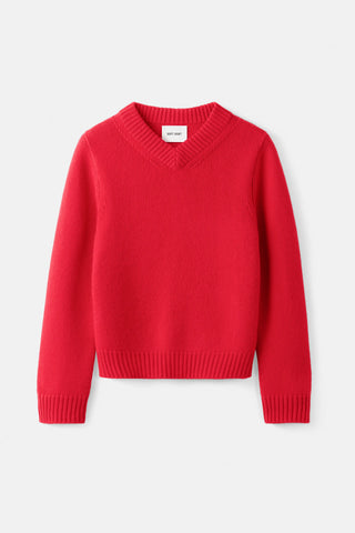 CHUNKY V-NECK - ROUGE