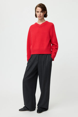 CHUNKY V-NECK - ROUGE