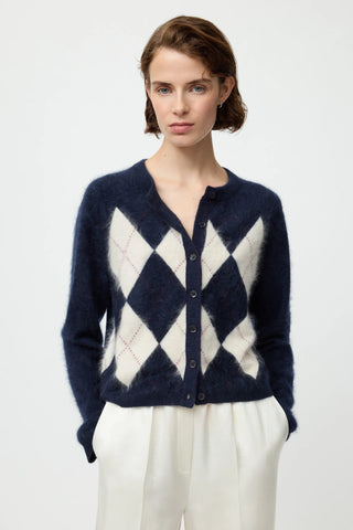 ARGYLE CARDIGAN - NAVY