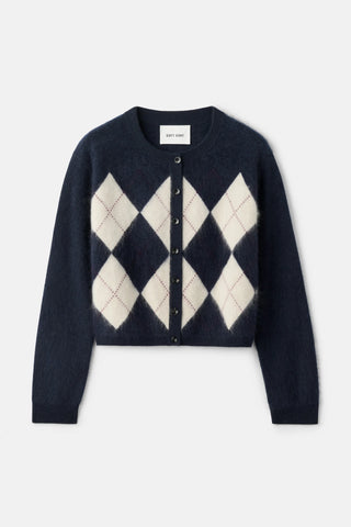 ARGYLE CARDIGAN - NAVY