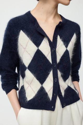 ARGYLE CARDIGAN - NAVY