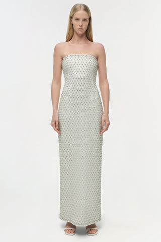 VANESSA EMBELLISHED BUSTIER MIDI DRESS