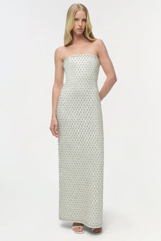 VANESSA EMBELLISHED BUSTIER MIDI DRESS