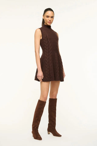 STAUD | CHARADE DRESS - DARK CHOCOLATE