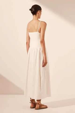 ALIAH HIGH NECK MIDI DRESS - IVORY