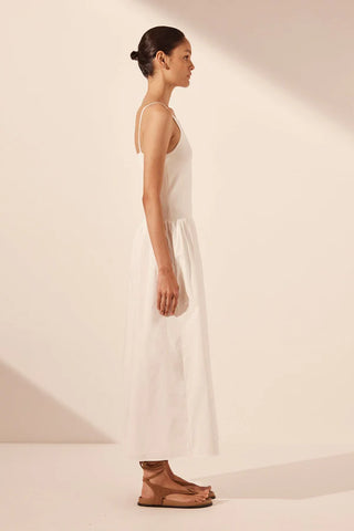 ALIAH HIGH NECK MIDI DRESS - IVORY