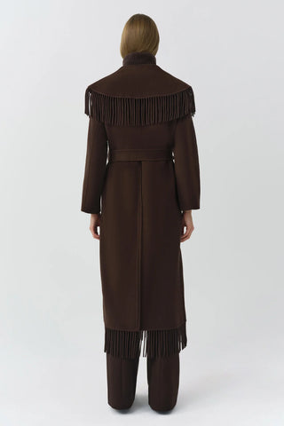 CARRIE FRINGE COAT - CHOCOLATE