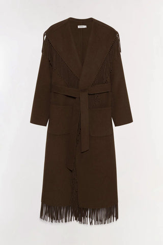 CARRIE FRINGE COAT - CHOCOLATE