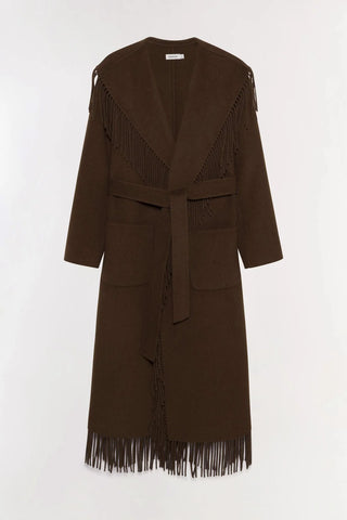 CARRIE FRINGE COAT - CHOCOLATE