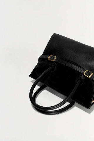 RIVER MINI SUEDE HANDLE BAG - BLACK
