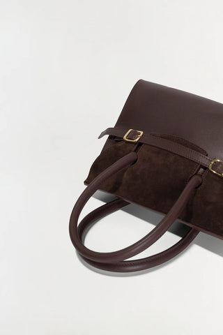 RIVER MINI SUEDE HANDLE BAG - CACAO
