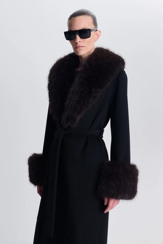 KINGSLEY FAUX FUR WOOL COAT