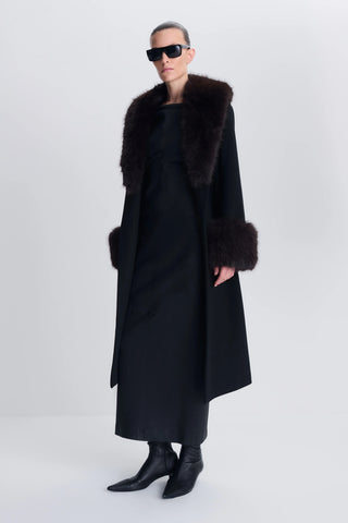 KINGSLEY FAUX FUR WOOL COAT