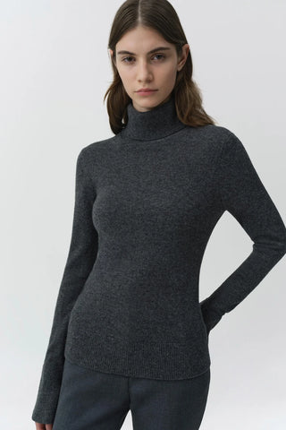 FENWICK CASHMERE TURTLENECK - CHARCOAL MELANGE