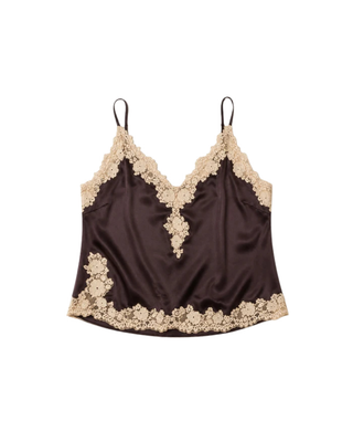 KIRA TOP - EQUESTRIAN BROWN WITH CREAM LACE