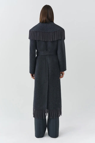 CARRIE FRINGE COAT - DARK CHARCOAL