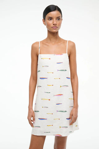 STAUD | LAURA LINEN MINI DRESS - SARDINES