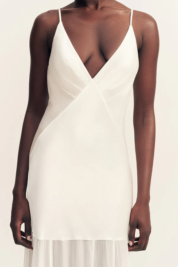 moraya dropped waist maxi dress ivory MORAYA PLUNGED MAXI DRESS