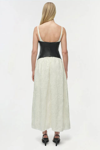 CORTLAND BELTED BUSTIER MIDI DRESS