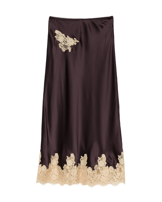 ELOWEN SKIRT - EQUESTRIAN BROWN WITH CREAM LACE