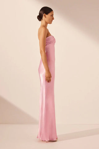 SHONA JOY | LA LUNE STRAPLESS RUCHED BODICE MAXI DRESS - PEONY