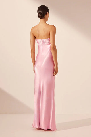 SHONA JOY | LA LUNE STRAPLESS RUCHED BODICE MAXI DRESS - PEONY