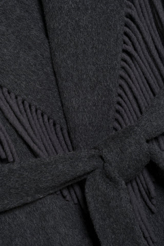 CARRIE FRINGE COAT - DARK CHARCOAL