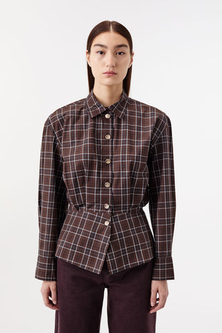 CHECKED SHIRT WITH GOLD BUTTONS