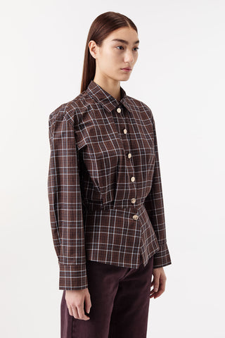 CHECKED SHIRT WITH GOLD BUTTONS