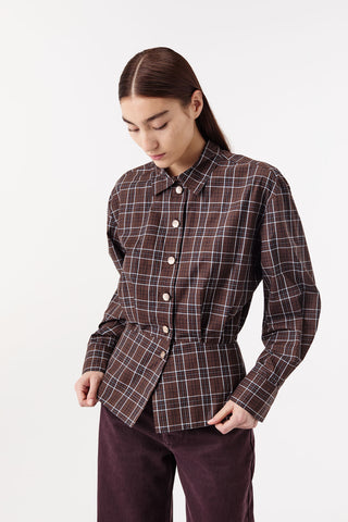 CHECKED SHIRT WITH GOLD BUTTONS