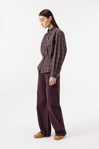 CHECKED SHIRT WITH GOLD BUTTONS