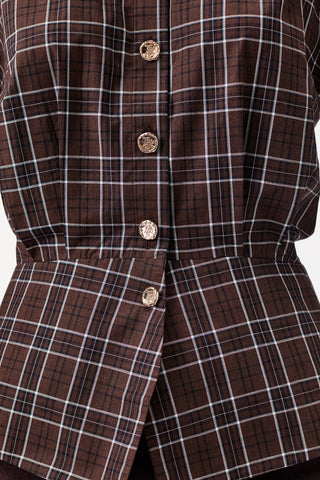 CHECKED SHIRT WITH GOLD BUTTONS