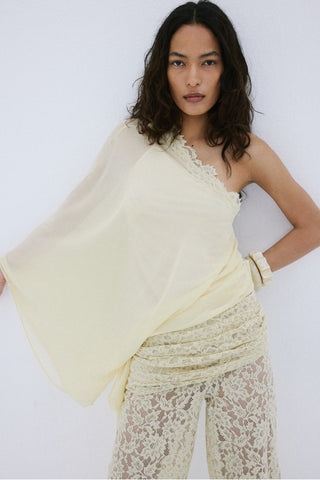 ELIA TOP IN ANTIQUE YELLOW CHIFFON