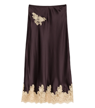 ELOWEN SKIRT - EQUESTRIAN BROWN WITH CREAM LACE