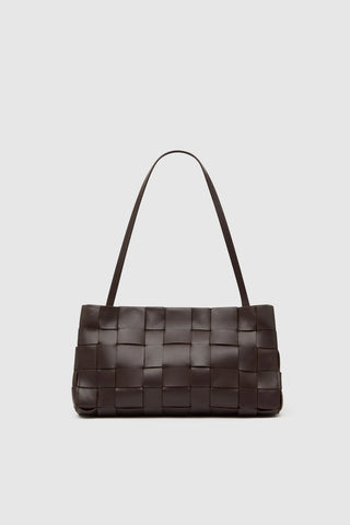 SLIM WOVEN TOTE - CHOCOLATE