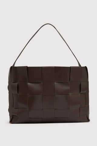WOVEN LARGE TOTE - CHOCOLATE