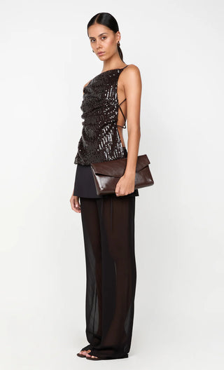 ROMILLY TIE TOP - CHOCOLATE