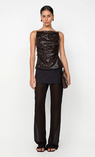 ROMILLY TIE TOP - CHOCOLATE