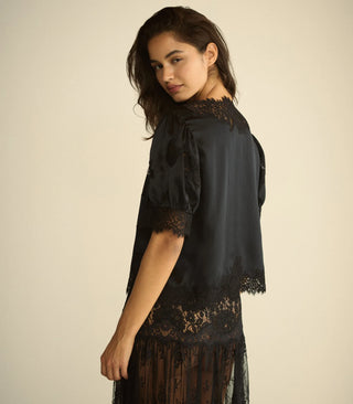 IDELLA SILK SATIN TOP - BLACK