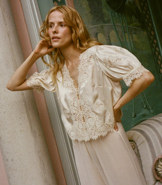 IDELLA SILK SATIN TOP - CANDLELIGHT