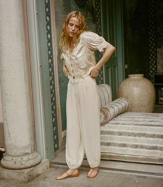 IDELLA SILK SATIN TOP - CANDLELIGHT