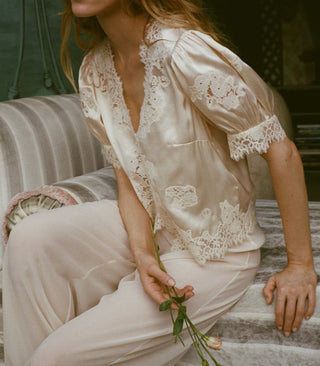 IDELLA SILK SATIN TOP - CANDLELIGHT