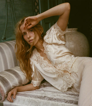 IDELLA SILK SATIN TOP - CANDLELIGHT