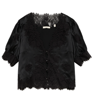 IDELLA SILK SATIN TOP - BLACK