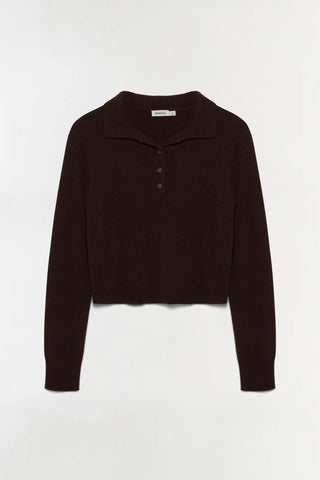 CONSTANCE CASHMERE POLO - CHOCOLATE