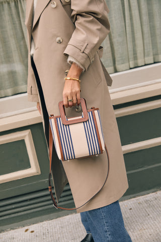 STAUD | MINI SHIRLEY BAG MARINE BAYADERE STRIPE