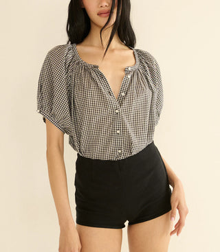 JUNE TOP - NOIR LA MADDALENA GINGHAM
