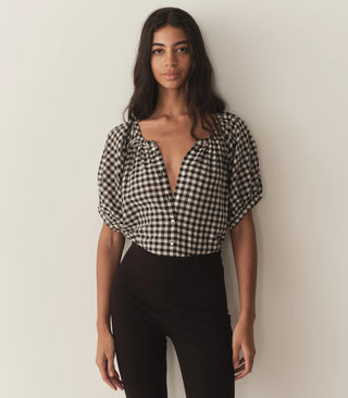 DÔEN | JUNE TOP - NOIR GRETA GINGHAM