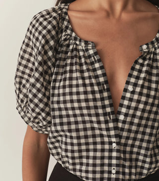 DÔEN | JUNE TOP - NOIR GRETA GINGHAM
