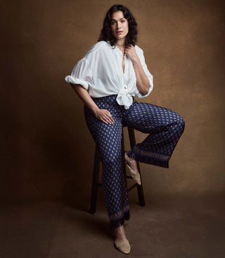 LAVON FRINGE PANT -  BLEU TAORMINA PAISLEY